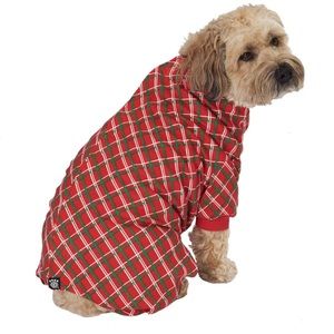 Petrageous Christmas Plaid Dog Pajamas - Red - Large (💯% Cotton) 🐶🎄